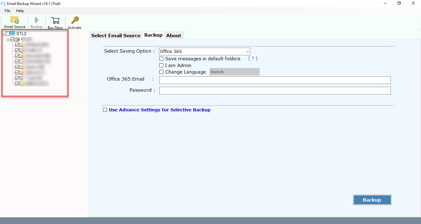 Wählen Sie E-Mail-Ordner
