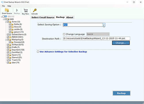 gmx e mail ordner exportieren